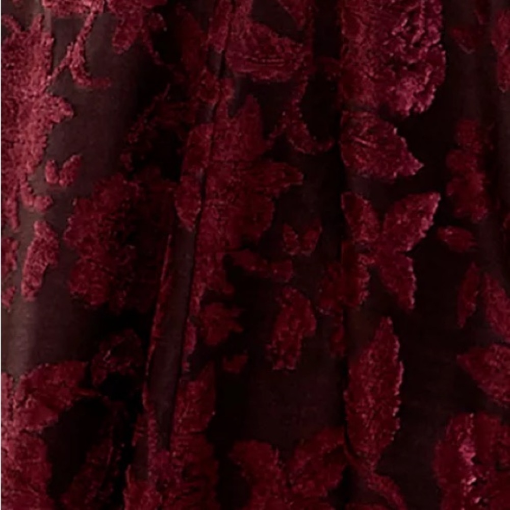 90s Burnout Velvet Corset Dress S Burgundy Lace-Up Y2K Whimsigoth Fairygrunge - Picture 9 of 13
